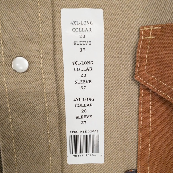 RASCO FR Flame Resistant Work Shirt 4XL Long Khaki Duck Two Tone Workwear - Picture 8 of 16